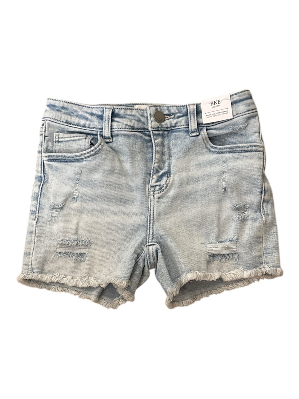 Girls BKE Light Distressed Denim Mid-Rise Jean Shorts 14